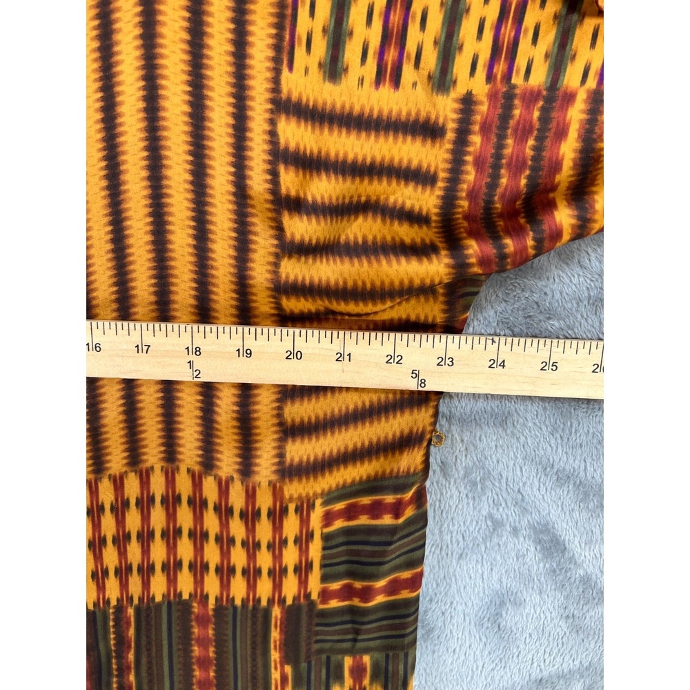 Lauren Ralph Lauren Silk Tunic Top 1X Orange Patchwork Kente Inspired Blouse - Picture 3 of 7